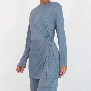 Fares like veiled co ord top in ribbed blue